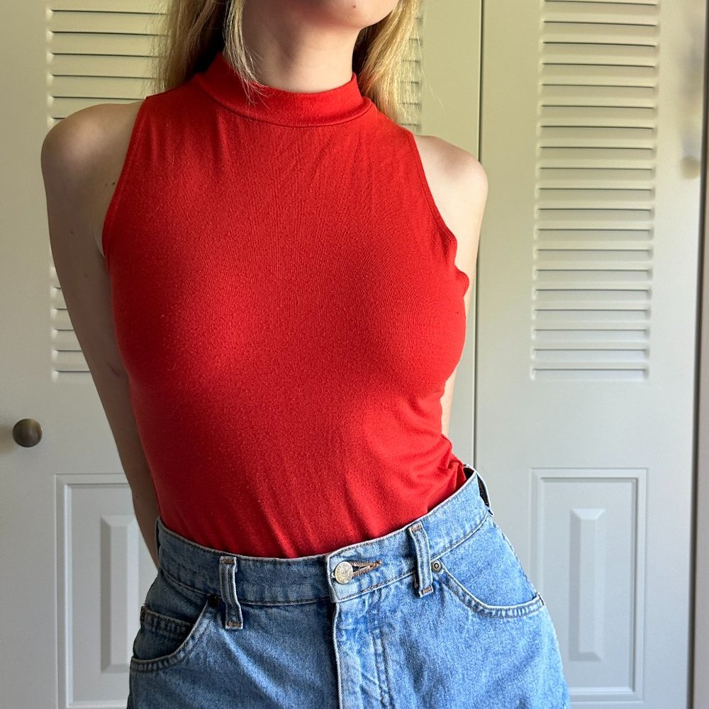 Bright Red/Orange Forever 21 Bodysuit, Size Medium